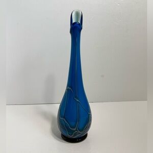 Studio Art Glass Cased Turquoise Swung Vase 13.5”